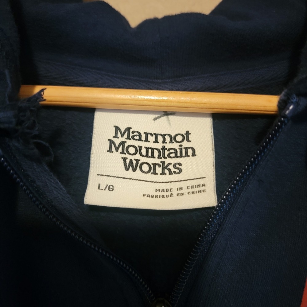 MARMOT Womans Zip Up Hoodie Size Large Navy Blue - Picture 4 of 4